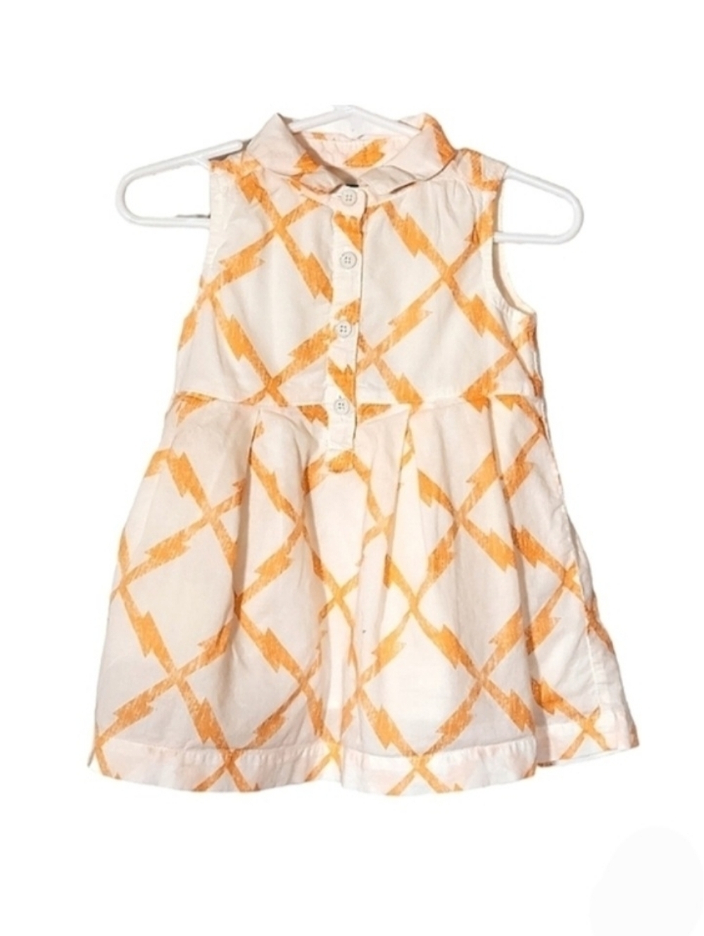 K1025 * Baby Gap Sleeveless Shirt Dress White/Orange Size 12/18M